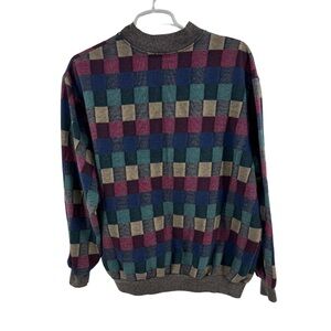 BonWorth Men's Colorful Checkered Crewneck Sweater vintage casual office preppy
